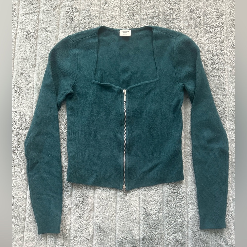 Abercrombie & Fitch Dark Teal Zipper Sweater